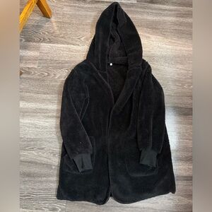 Cozy Black soft fur Hooded Jacket